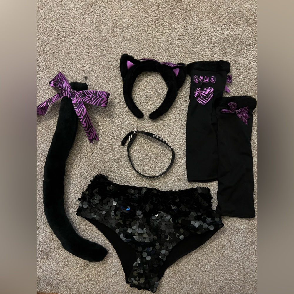 Black and Purple Cat Costume Set